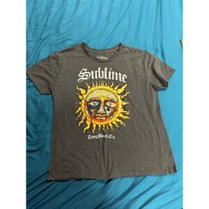 Sublime Sun Face Graphic T Shirt Long Beach California Gray Adult Size M